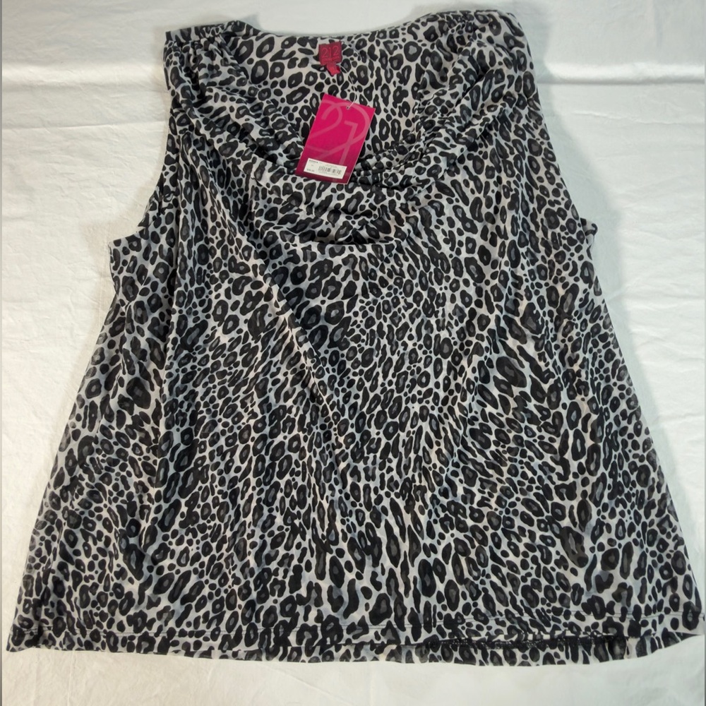 NWT 212 Kohl's Black & White Leopard Print Sleeveless Tank.  2x - Picture 3 of 4